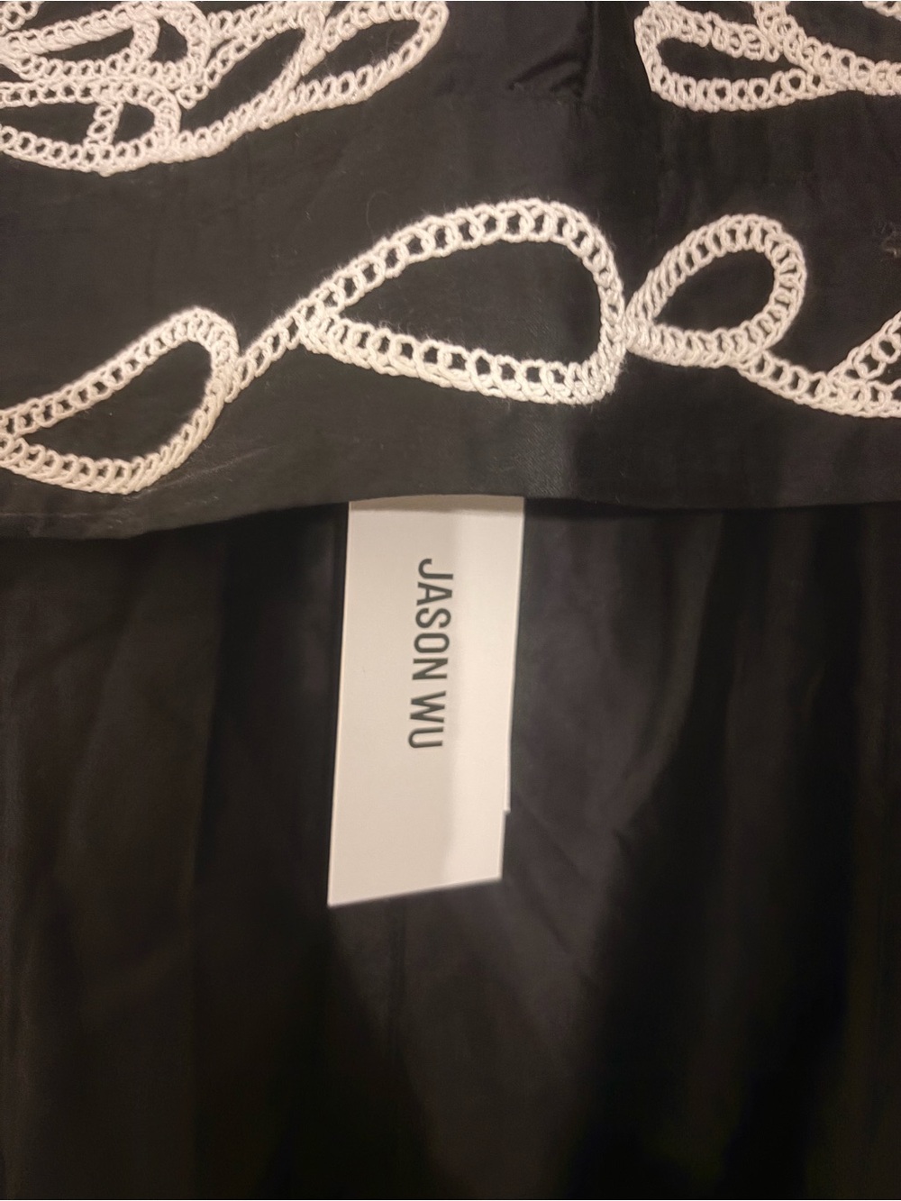NWT Jason Wu Black White Embroidered Cotton Midi Skirt M $118 - Picture 3 of 6